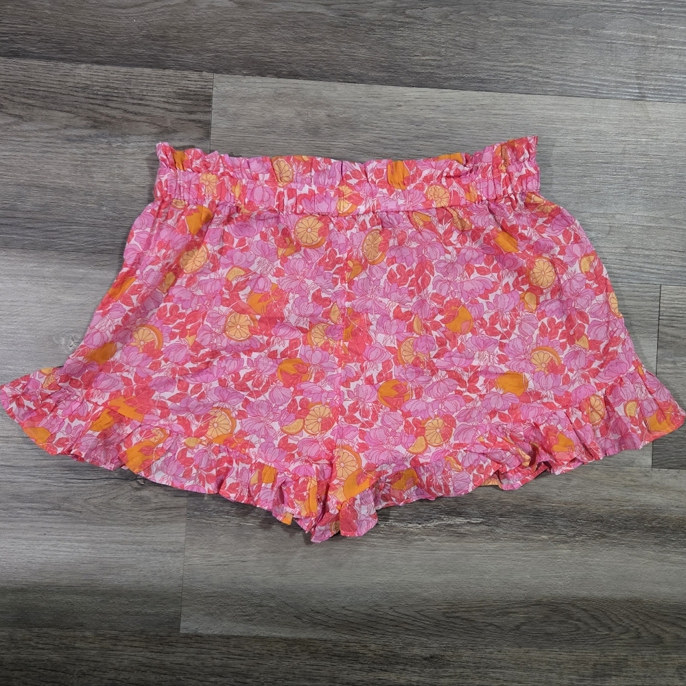 J. Crew Pink Floral Citrus Ruffle Pajama Shorts - Size S